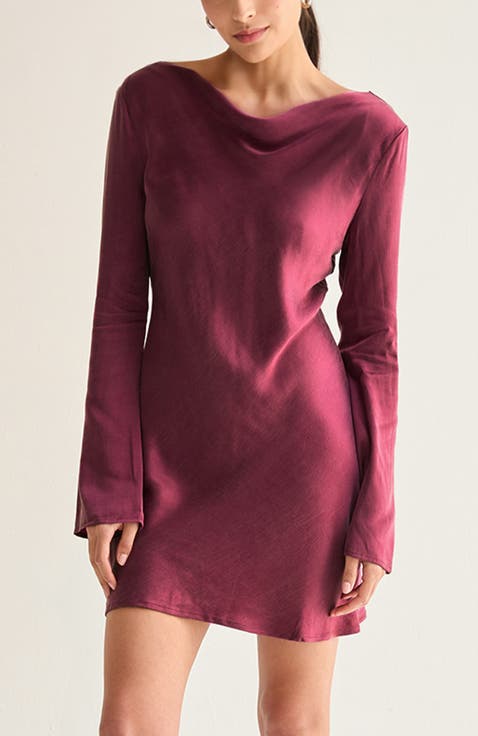 Bell Sleeves Cupro Mini Dress