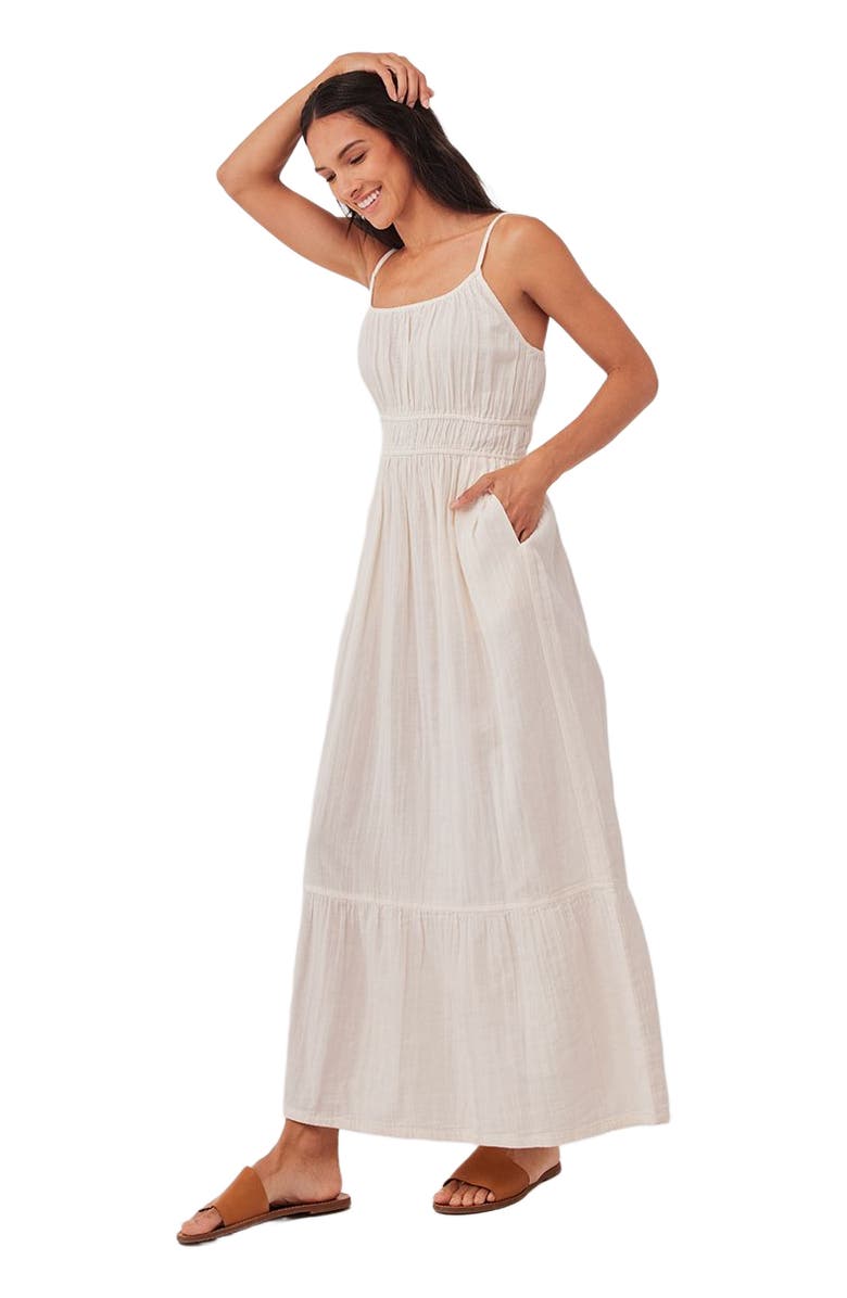 Pact Organic Cotton Coastal Double Gauze Cami Maxi Dress, Alternate, color, Sea Salt