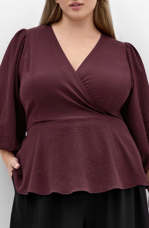 City Chic Celina Wrap Top In Burgundy