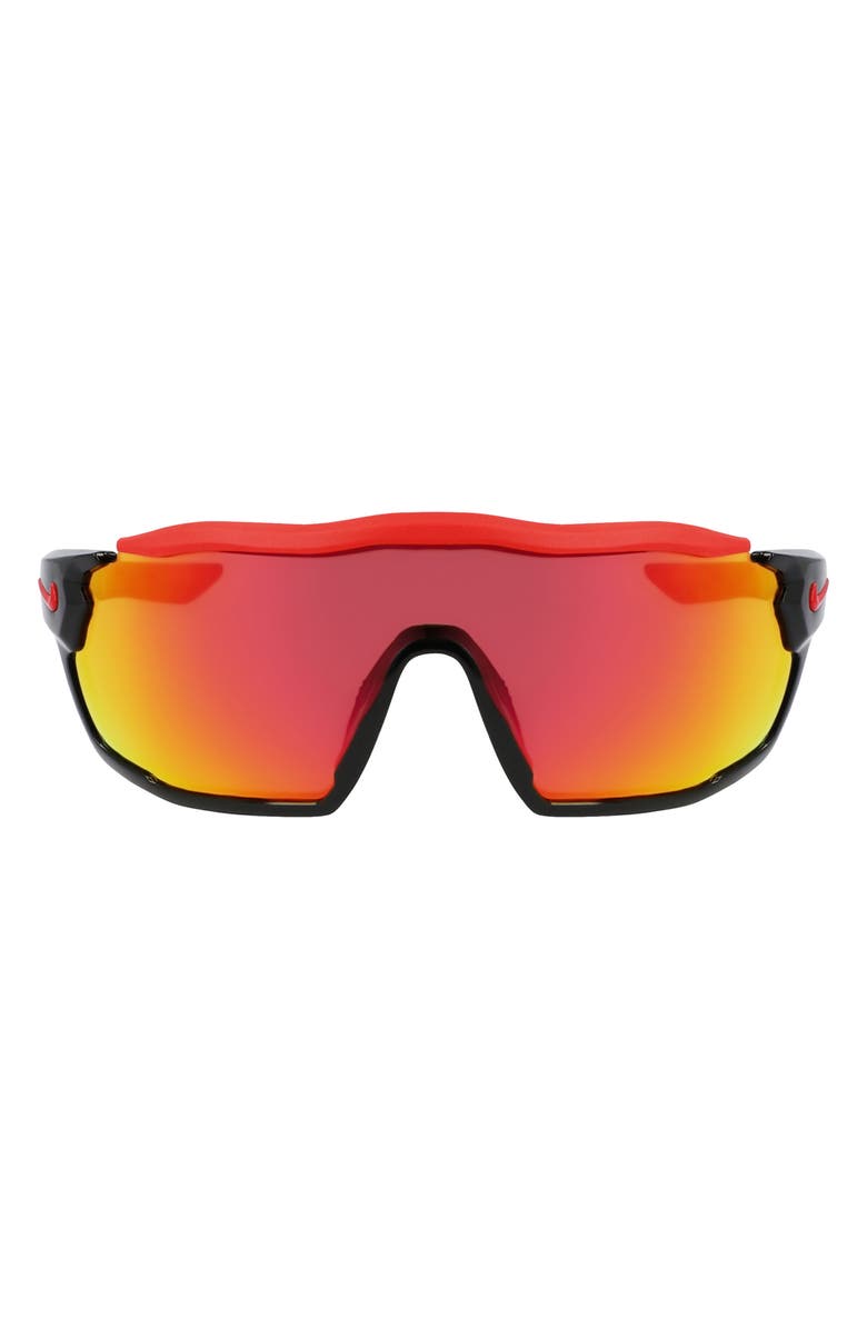 Nike Show X Rush 58mm Shield Sunglasses, Main, color, Black/ Red Mirror