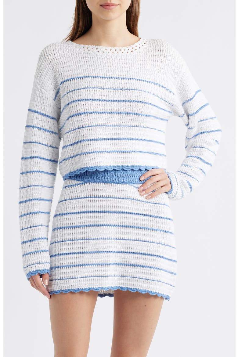 Shore Crop Cotton Sweater, Main, color, MARITIME STRIPES