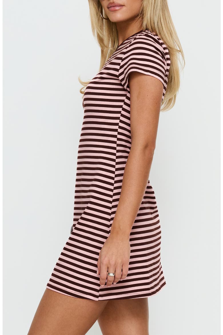 Settle Down T-Shirt Dress, Alternate, color, PINK / BROWN STRIPE