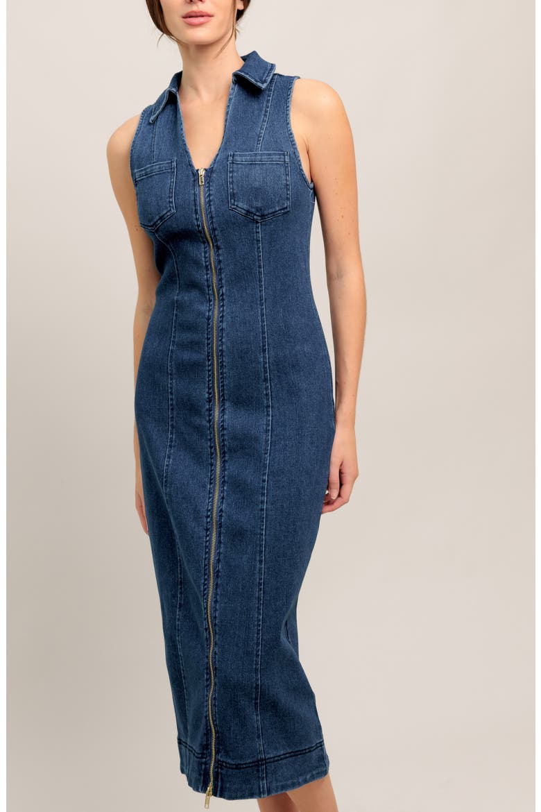 Sleeveless Denim Midi Dress, Alternate, color, MEDIUM INDIGO