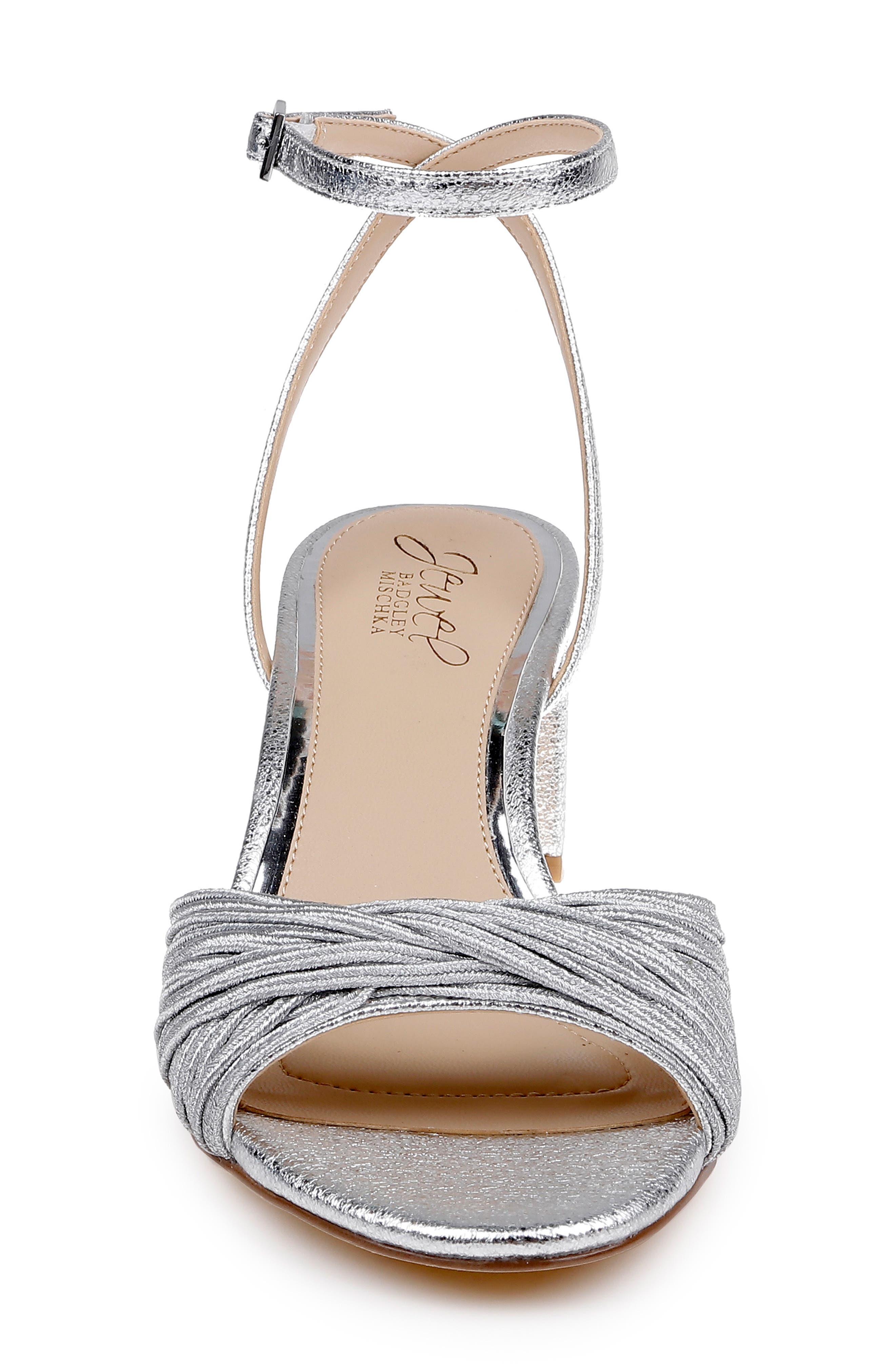 Pretty Ankle Strap Sandal, Alternate, color, SILVER TEXTILE