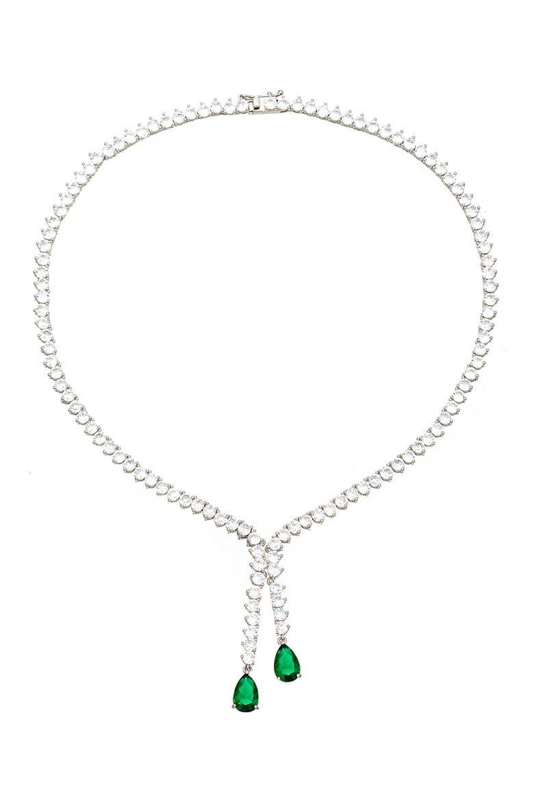 Evelyn Cubic Zirconia Tennis Y-Necklace, Main, color, SILVER