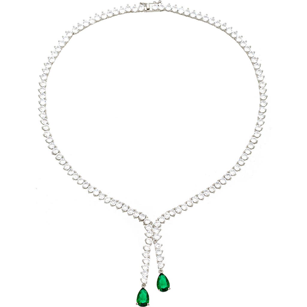 Eye Candy Los Angeles Evelyn Cubic Zirconia Tennis Y-necklace In Silver