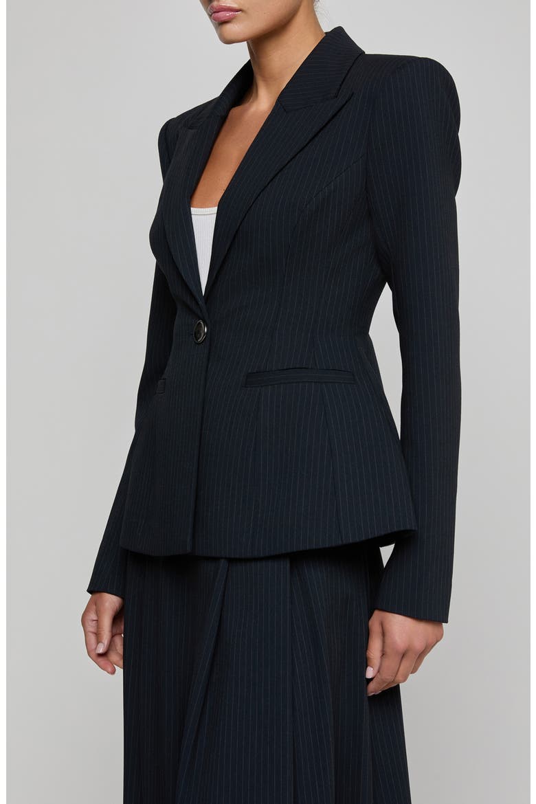 Therese Cinch Waist Blazer, Alternate, color, MIDNIGHT/ IVORY PINSTRIPE