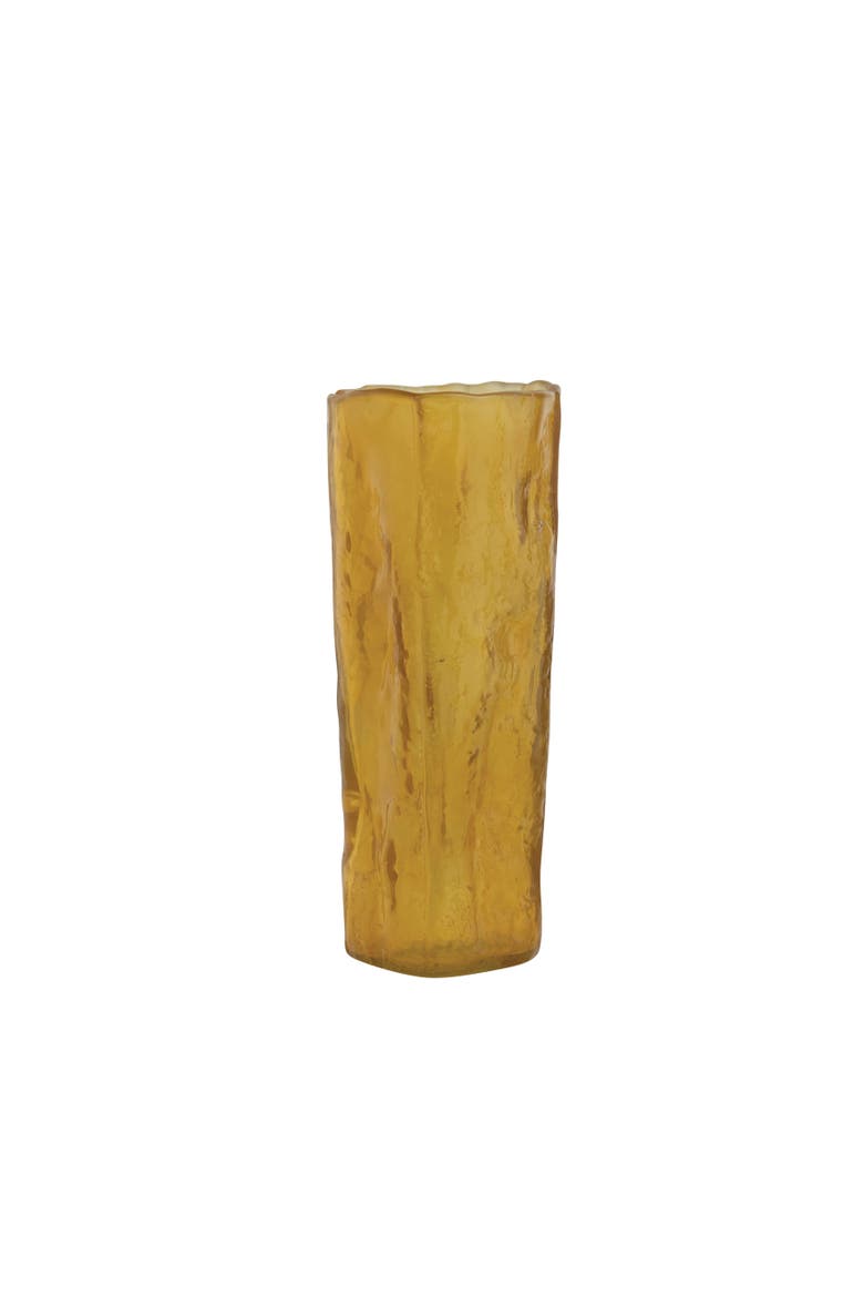 Organically Shaped Glass Vase or Candle Holder, Orange, Main, color, Amber