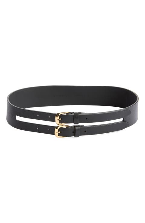Double Take Cutout Leather Belt