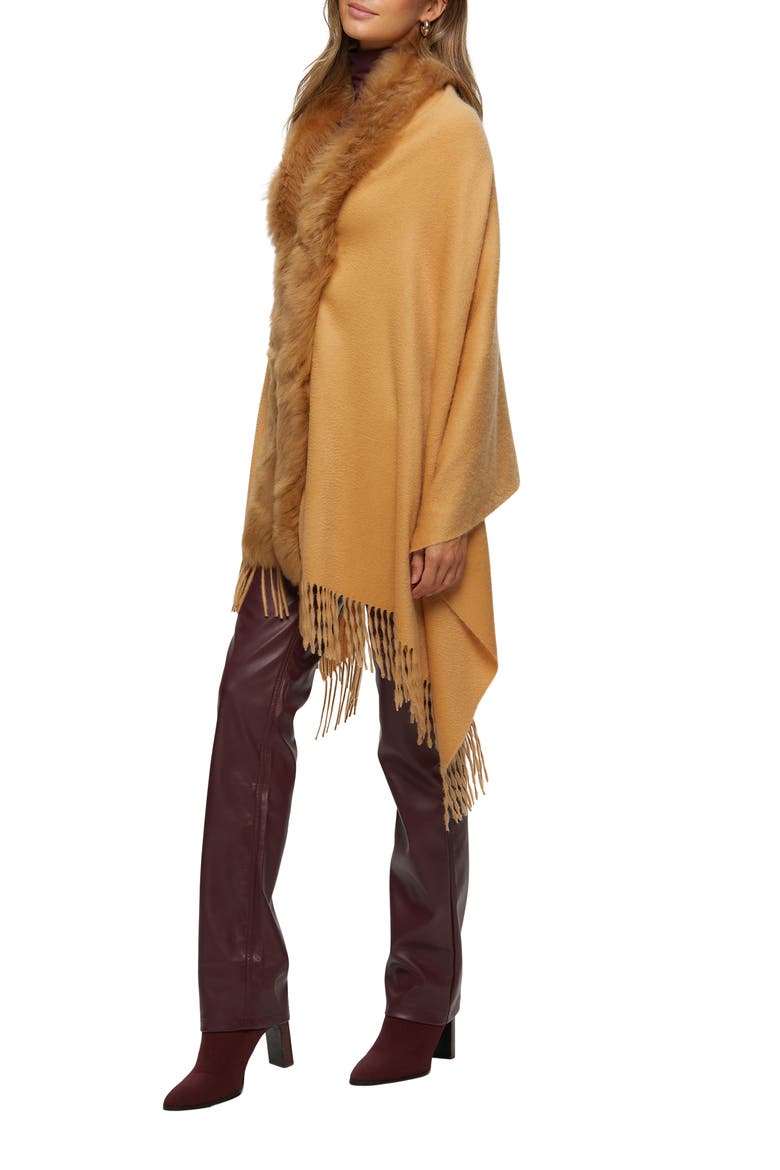Cashmere Stole With Trim, Alternate, color, LIGHT CAMEL