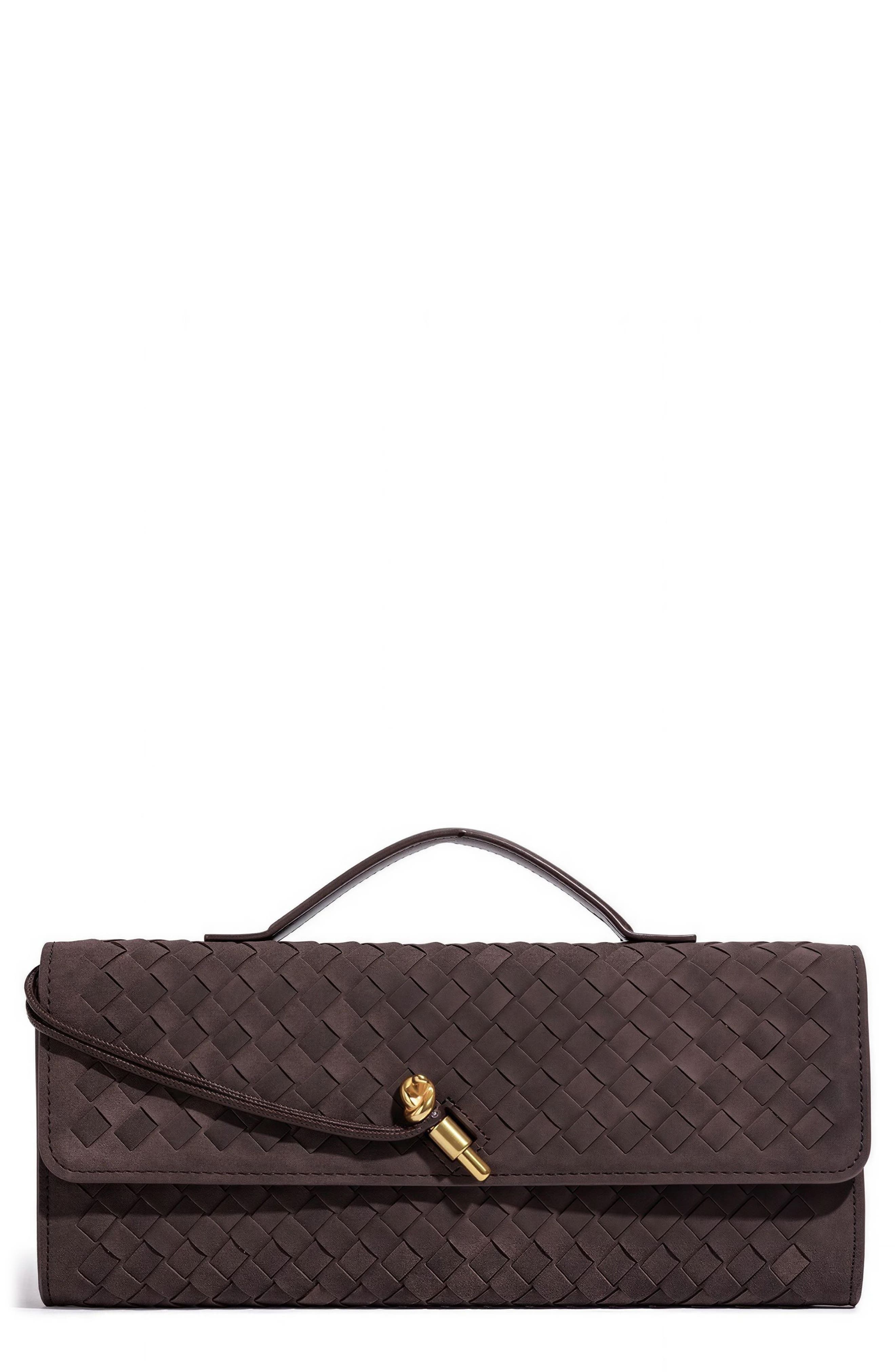 Adornia Woven Faux Leather Baguette Bag