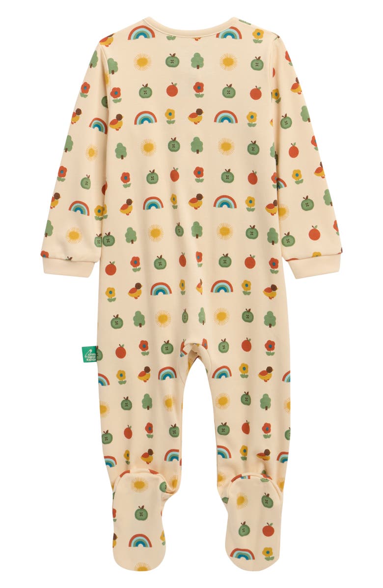 Little Green Radicals Rainbows Organic Cotton Footie, Alternate, color, Yellow Multi