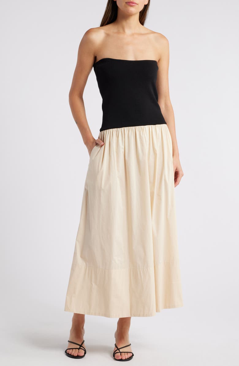 Pistola Mavo Strapless Midi Dress, Main, color, Pepper And Salt