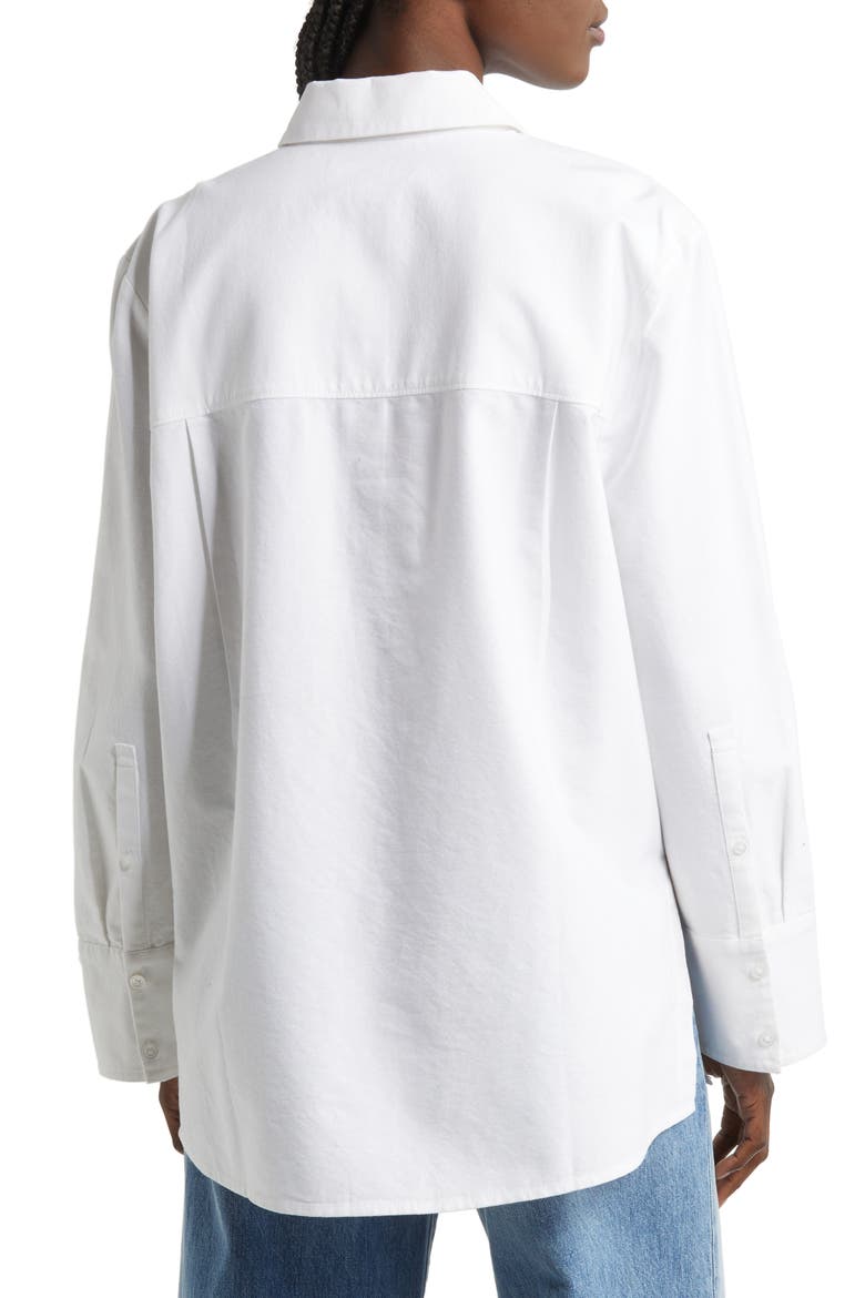 Oversize Cotton Button-Up Shirt, Alternate, color, WHITE