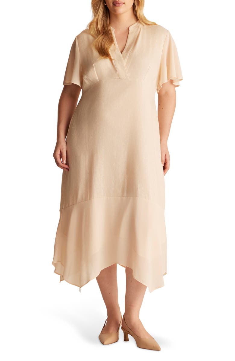 Estelle Claudia Linen Blend A-Line Dress, Main, color, Natural