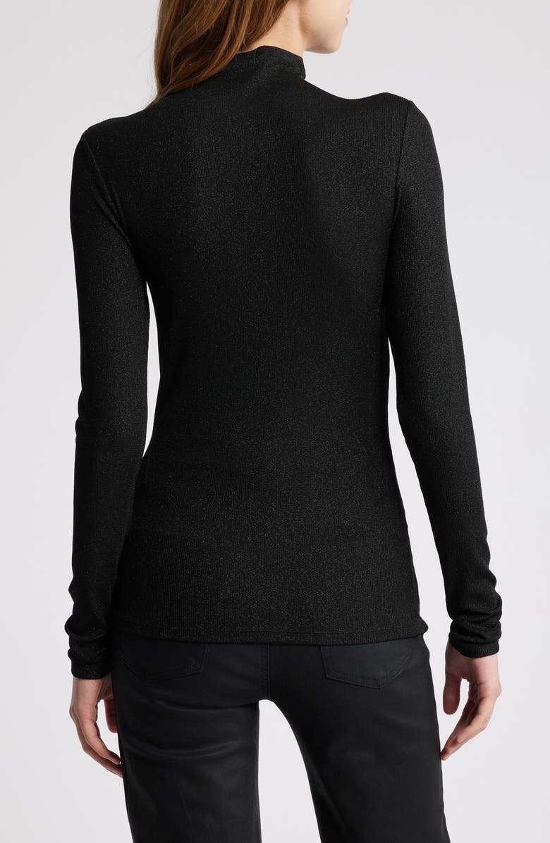 FRAME Metallic Funnel Neck Top, Alternate, color, Black