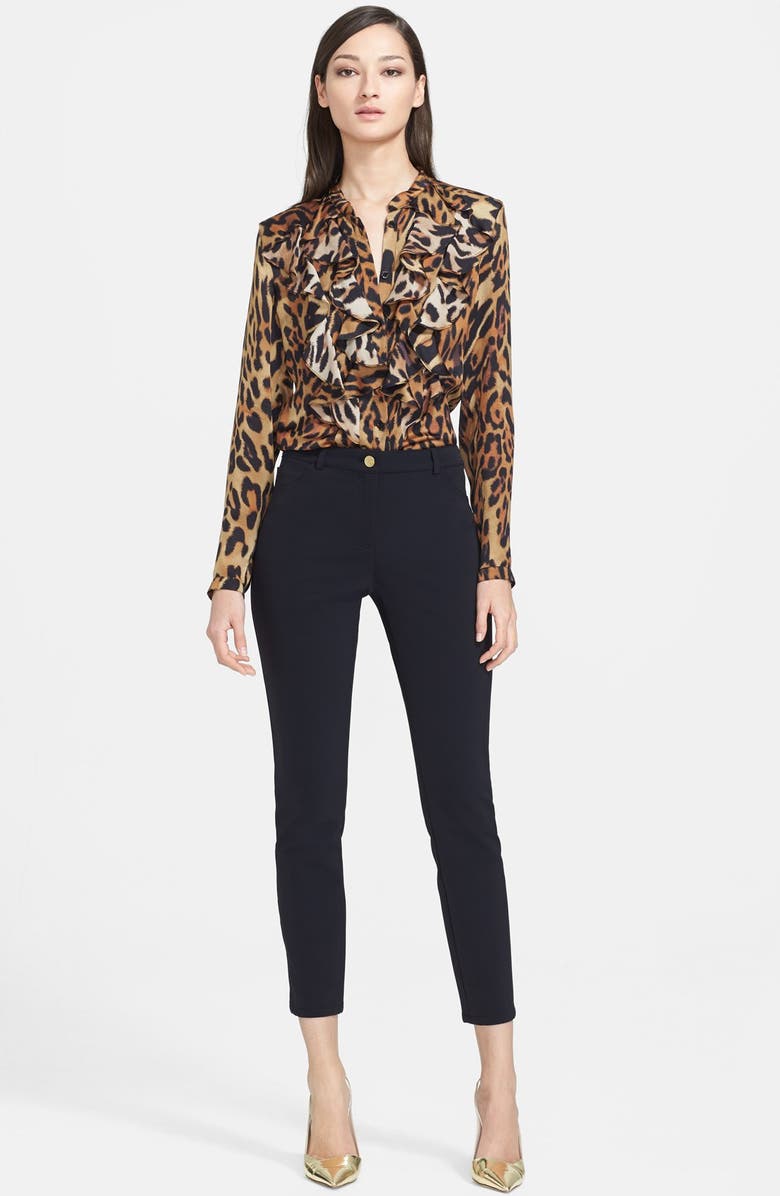 ESCADA Leopard Print Ruffled Silk Blouse | Nordstrom