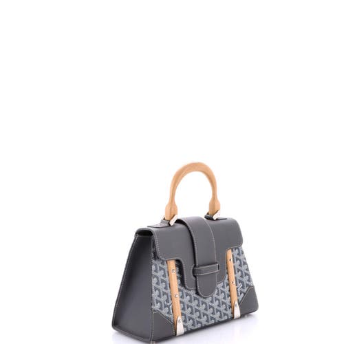 Pre-owned Goyard Goyard Saigon Top Handle Bag Coated Canvas With Leather Pm In Gray