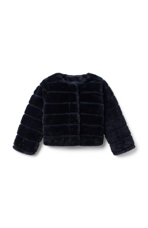 Janie And Jack Channel Faux Fur Jacket In Blue
