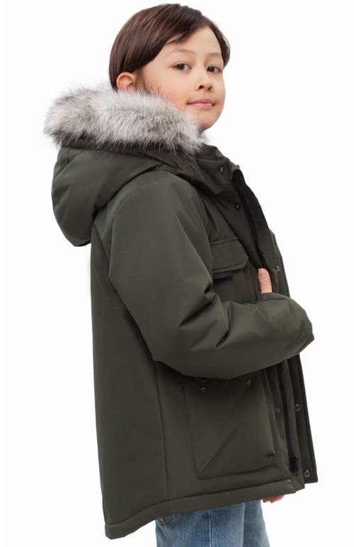 Rokka&rolla Kids' Parka Coat With Detachable Trim In Green