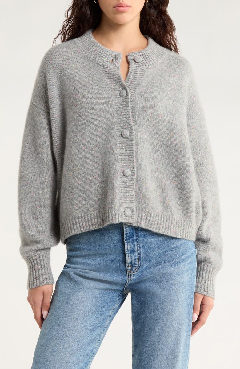 FRAME The Flecked Cashmere Cardigan, Main, color, Silver