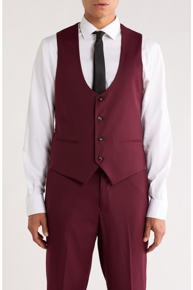 Stretch 3-Piece Suit, Alternate, color, BURGUNDY