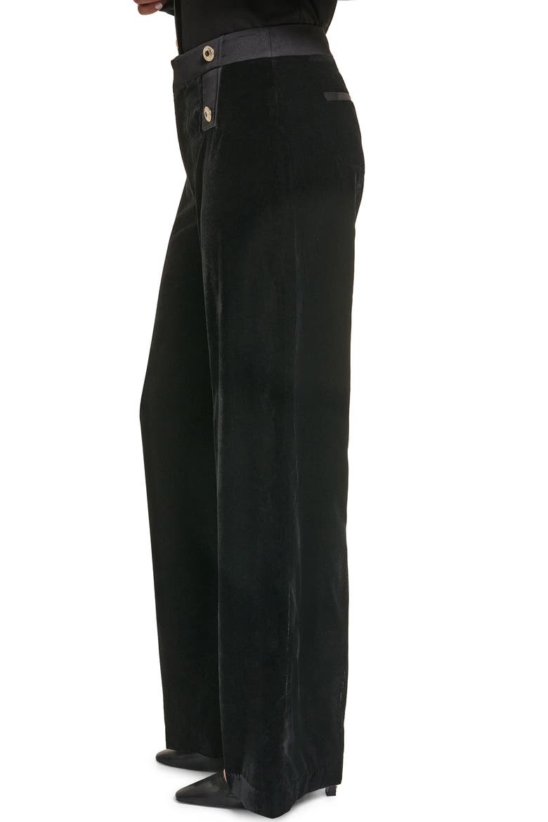 Velvet High Waist Wide Leg Sailor Pants, Alternate, color, BLACK