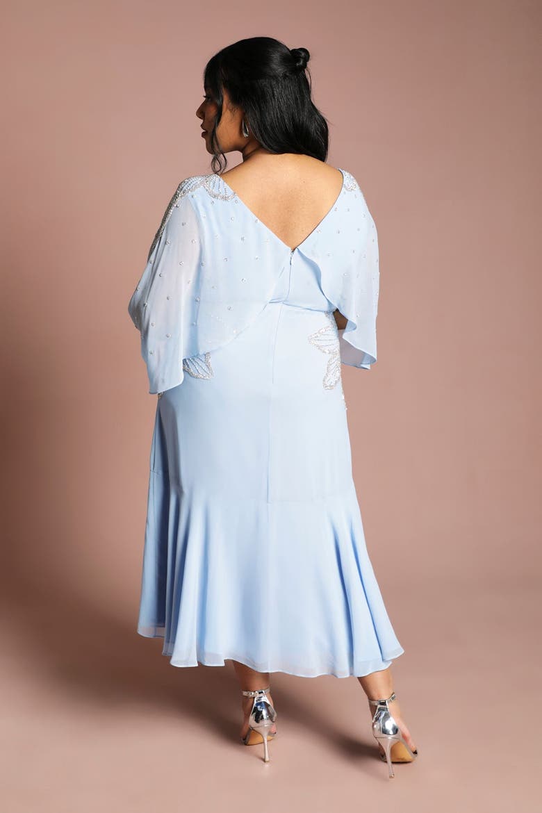 Plus Cape Sleeve Midi Dress, Alternate, color, Powder Blue
