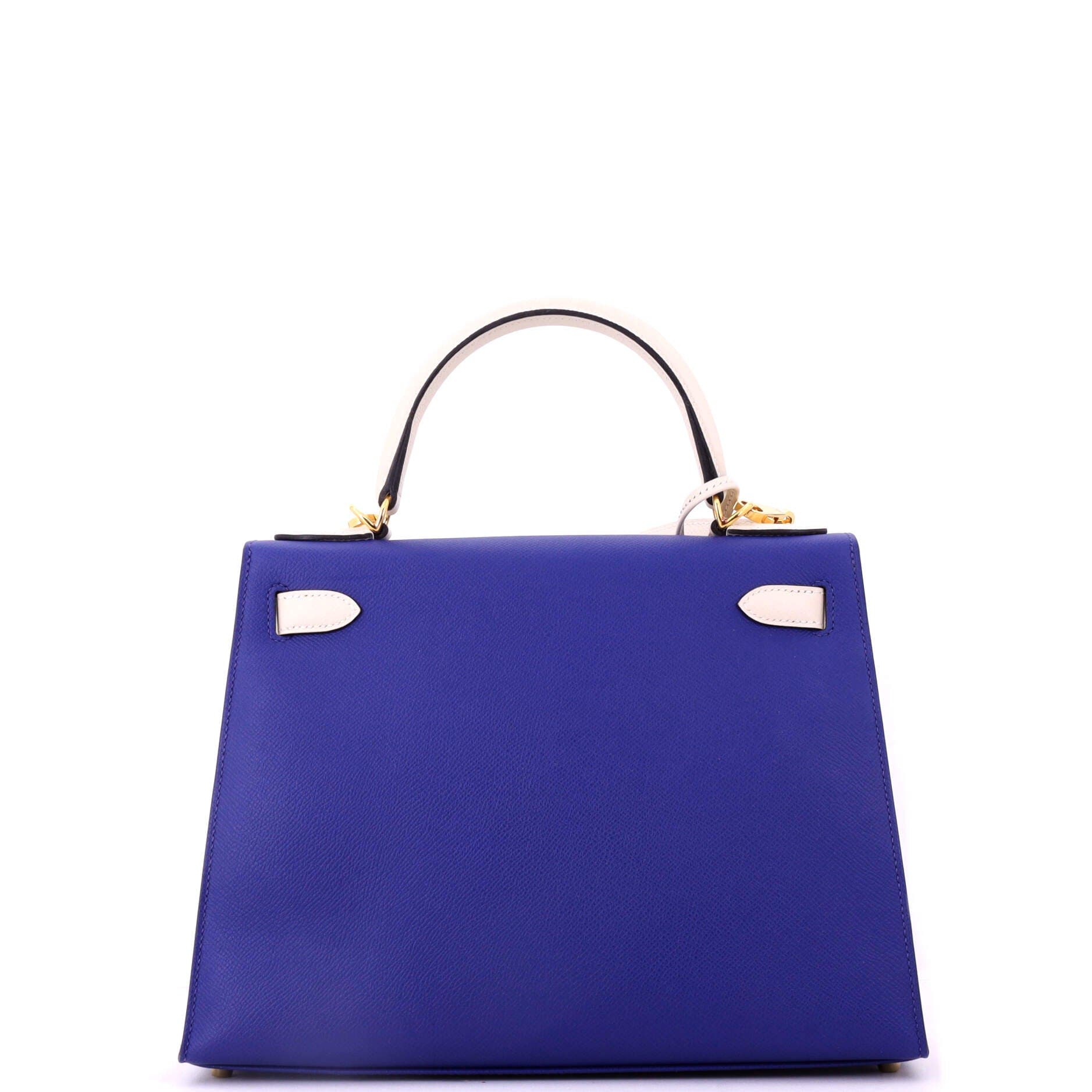 Pre-Owned Hermes Kelly Handbag Bicolor Epsom with Gold Hardware 28, Alternate, color, Bicolor - Bleu Electrique/Nata