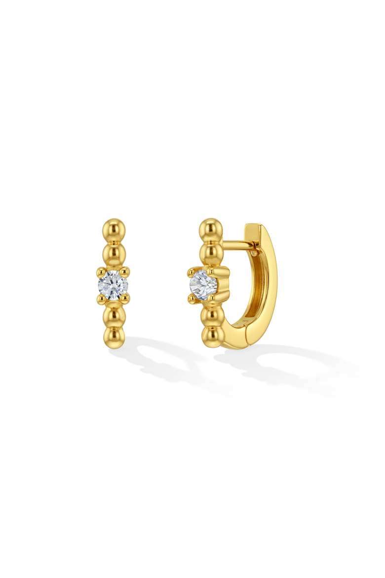 14k Polished Front Cubic Zirconia Hoops, Main, color, Gold
