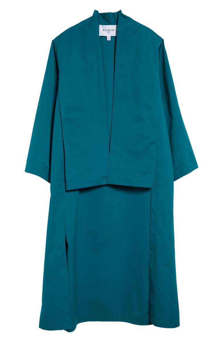 Alaïa Cotton Poplin Drop Tail Coat, Main, color, Emeraude