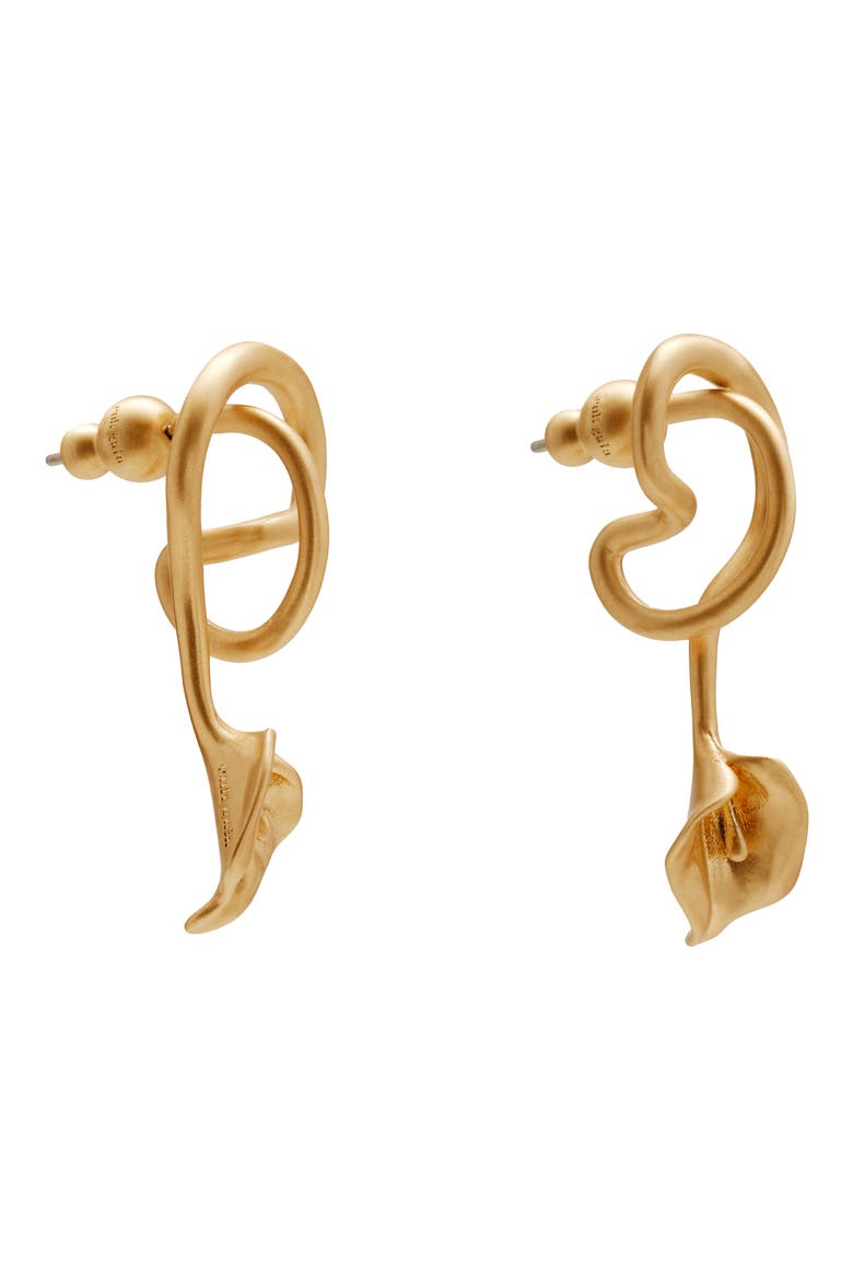 Calla Wavy Brushed Statement Drop Earrings, Alternate, color, BRUSHED BRASS