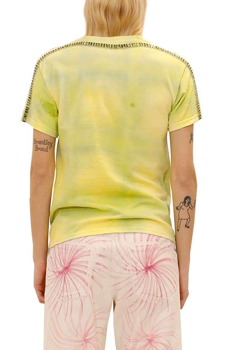 Sporty Spice Embellished Mixed Print T-Shirt, Alternate, color, LIME GRID