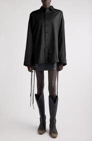 Balenciaga Lace-Up Detail Oversize Cotton Gabardine Button-Up Shirt