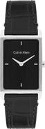 Calvin Klein Dapper Rectangular Leather Strap Watch, 24mm