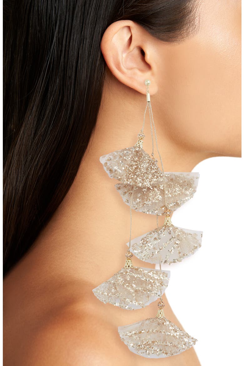 Melody Tulle Petal Earrings, Alternate, color, GOLD-GOLD