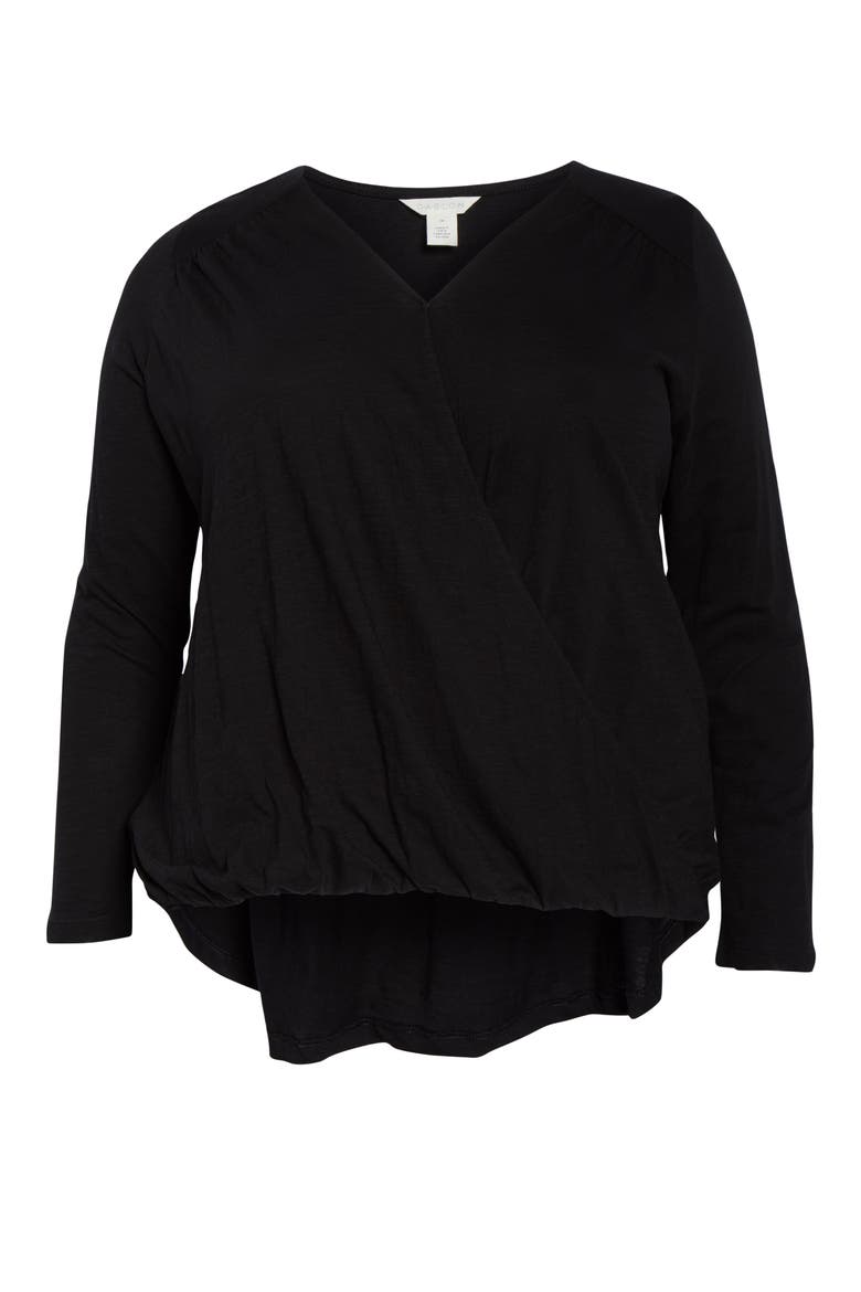 Faux Wrap Top, Alternate, color, BLACK