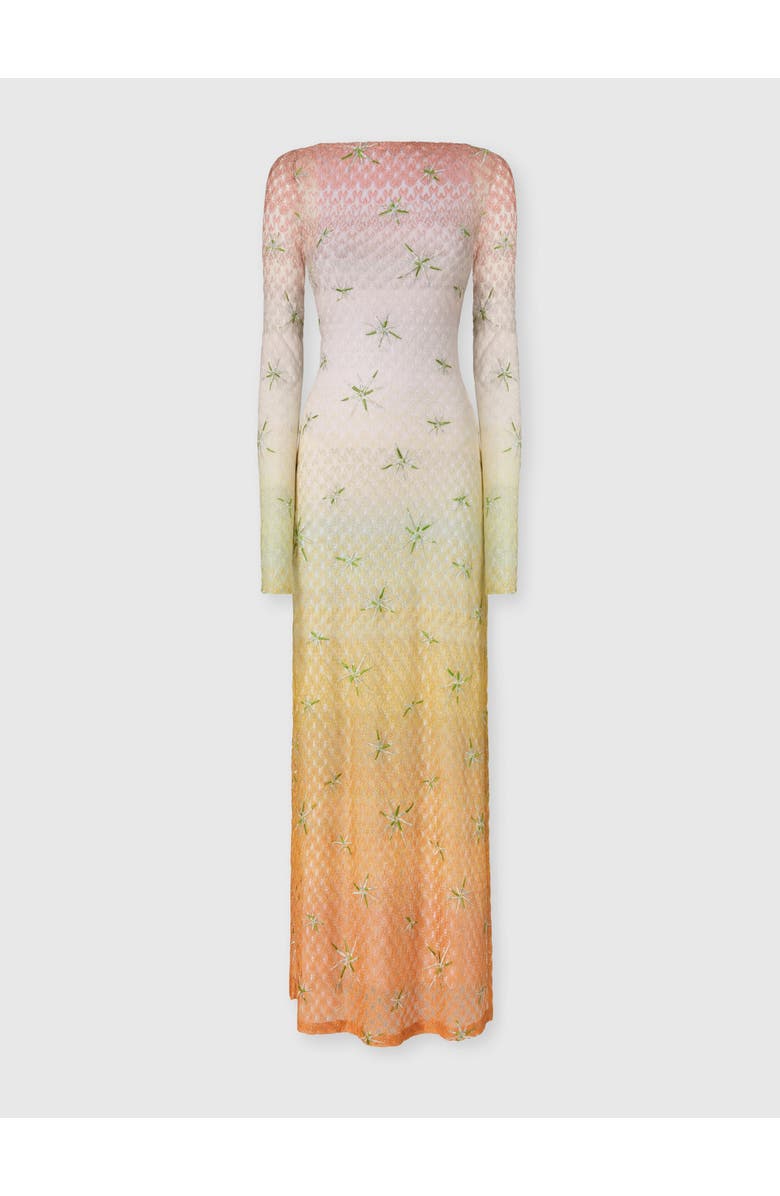 Missoni Long Cover-up Dress In Lamé Viscose With Dégradé Spiderweb Motif And Embroidery, Main, color, Multicoloured
