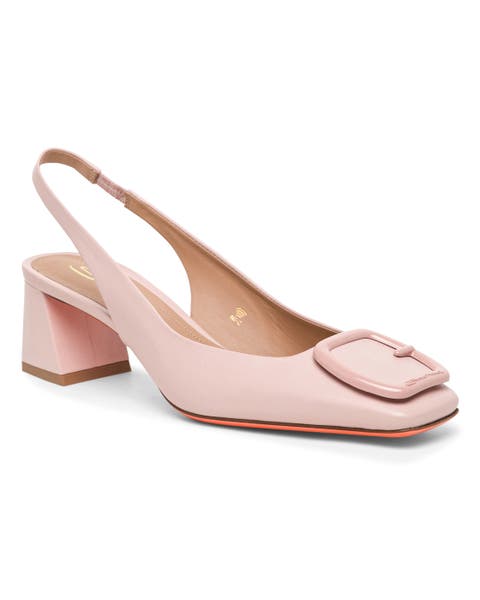 Leather mid-heel slingback