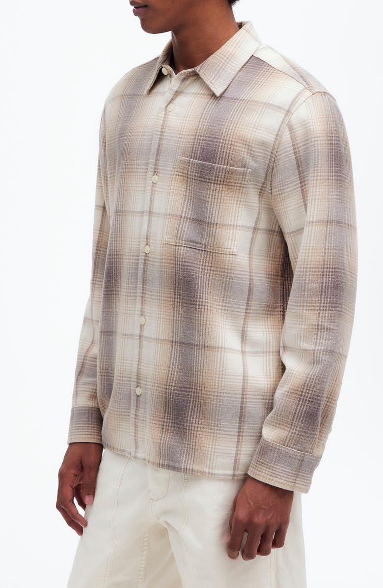 Madewell Plaid Cotton Flannel Button-Up Shirt, Alternate, color, Black Coal