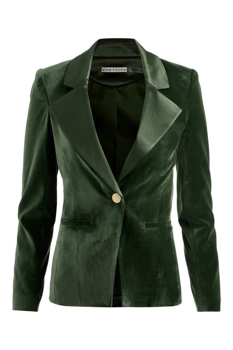 Sable Fitted Velvet Blazer, Alternate, color, DARK FERN