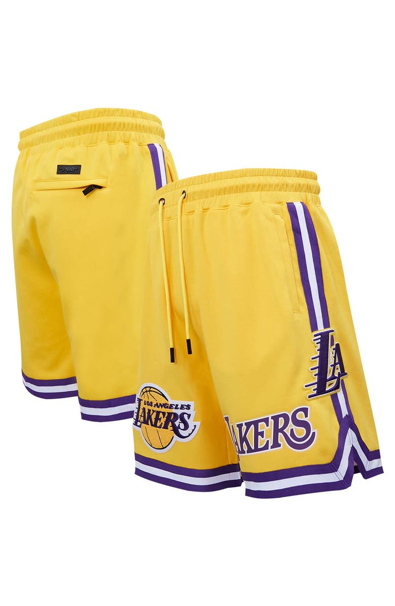 PRO STANDARD Men's Pro Standard Gold Los Angeles Lakers Chenille Shorts, Alternate, color,
