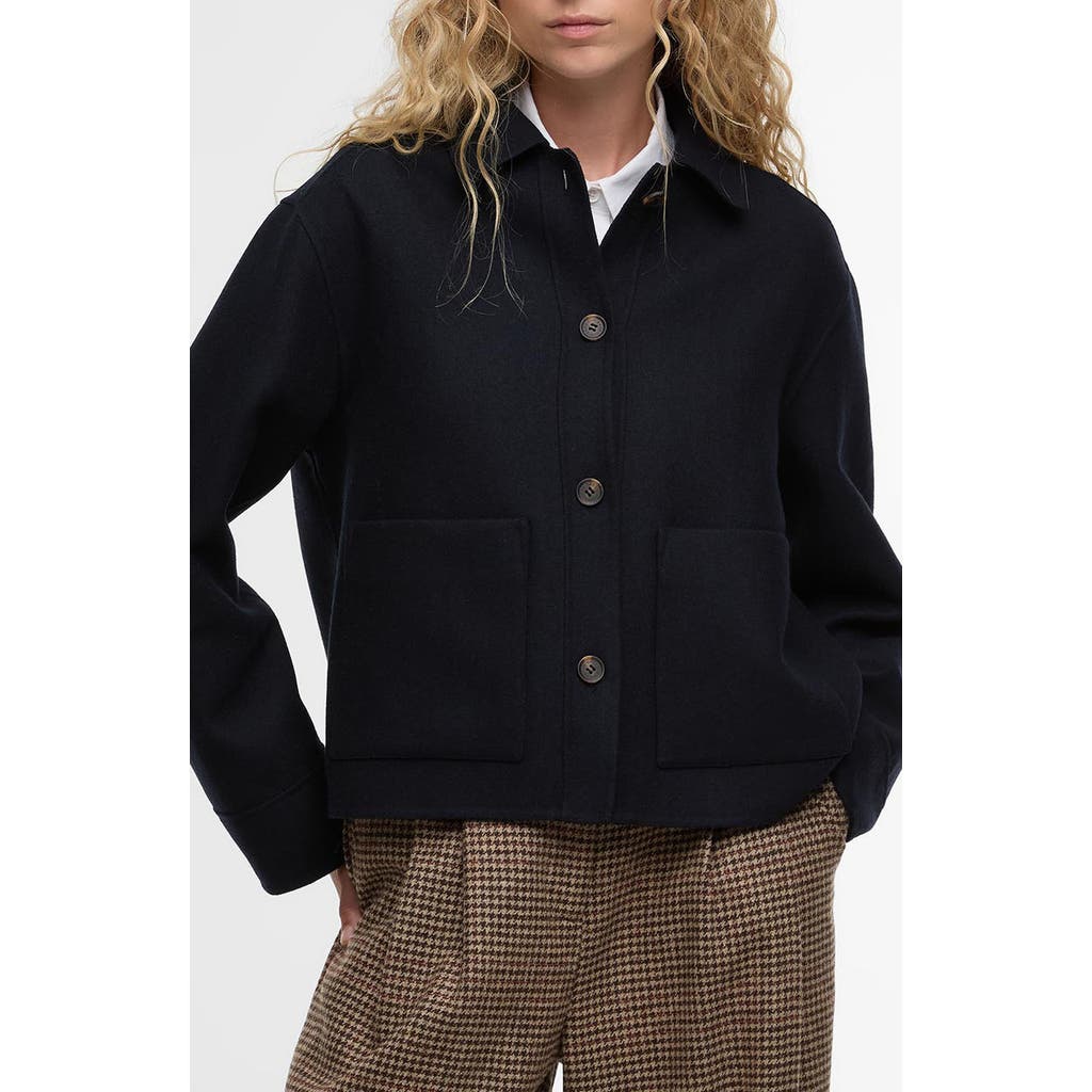 Barbour Ashdon Double Face Wool Blend Overshirt In Black