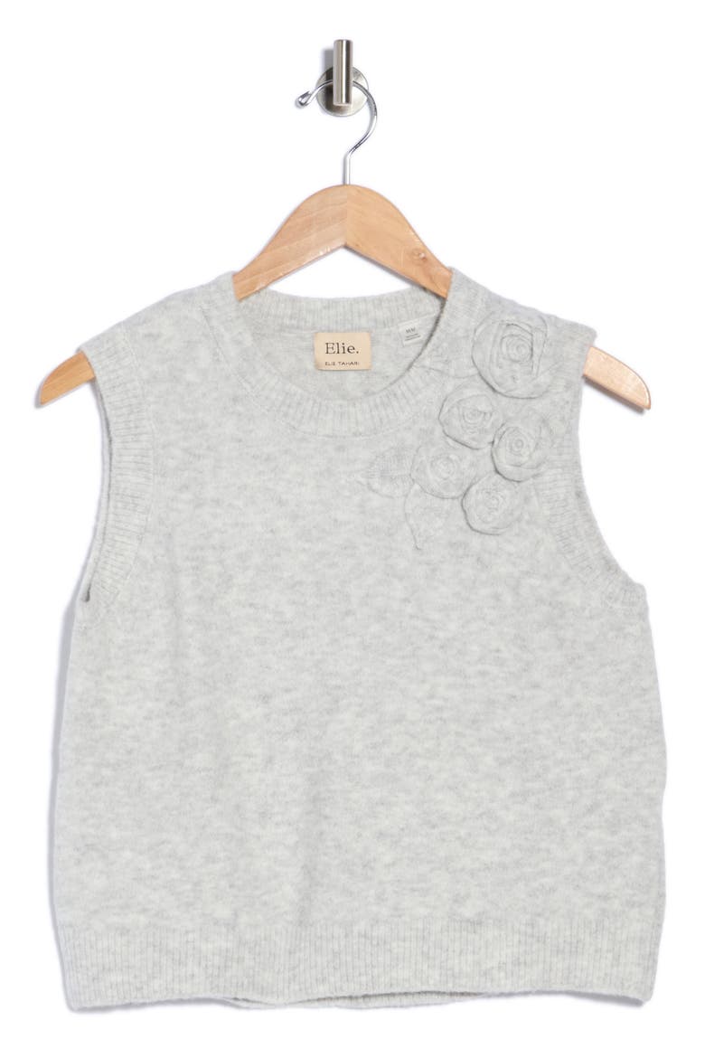 Rosette Sleeveless Sweater, Main, color, LIGHT HEATHER GREY