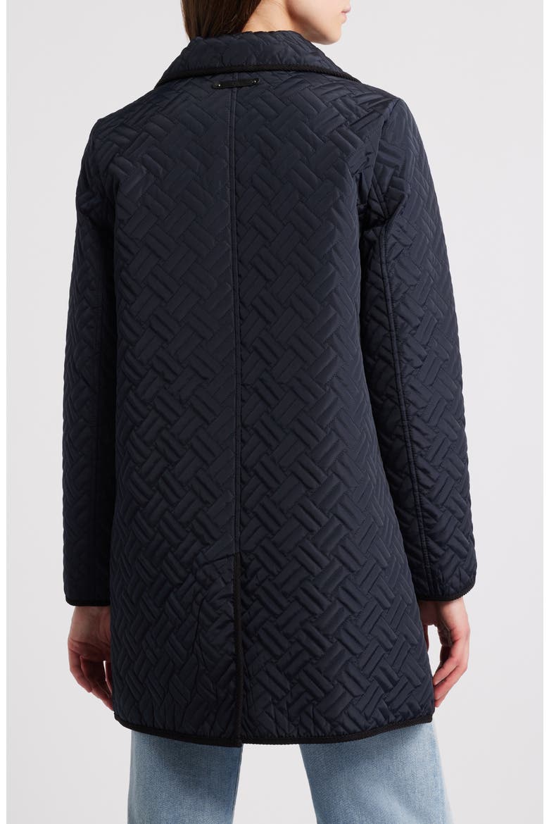Hooded Basketweave Quilted Coat, Alternate, color, DARK NAVY