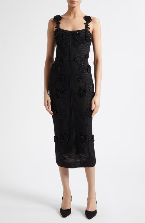 Sequin & Crochet Flower Mesh Gown