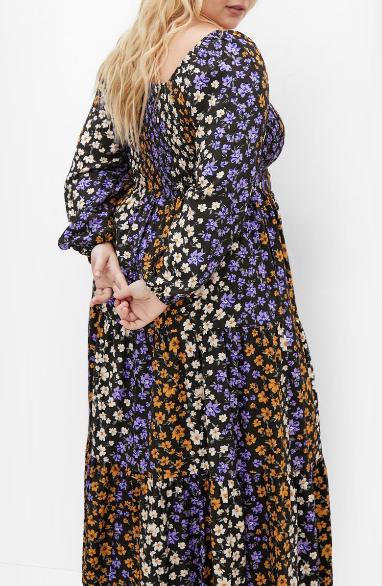 City Chic Alivia Floral Long Sleeve Tiered Maxi Dress, Alternate, color, Daydream Ditsy