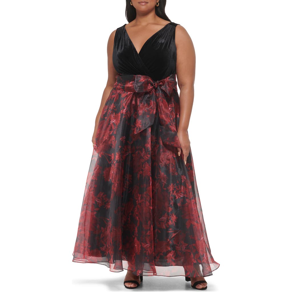 Eliza J Sleeveless Surplice Bodice Gown In Multi