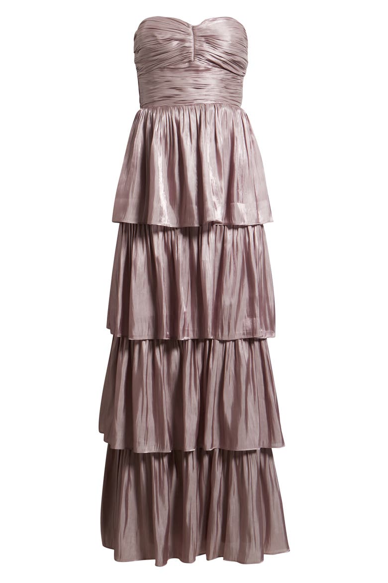 Bella Tiered Strapless Gown, Alternate, color, DUSTY LAVENDER