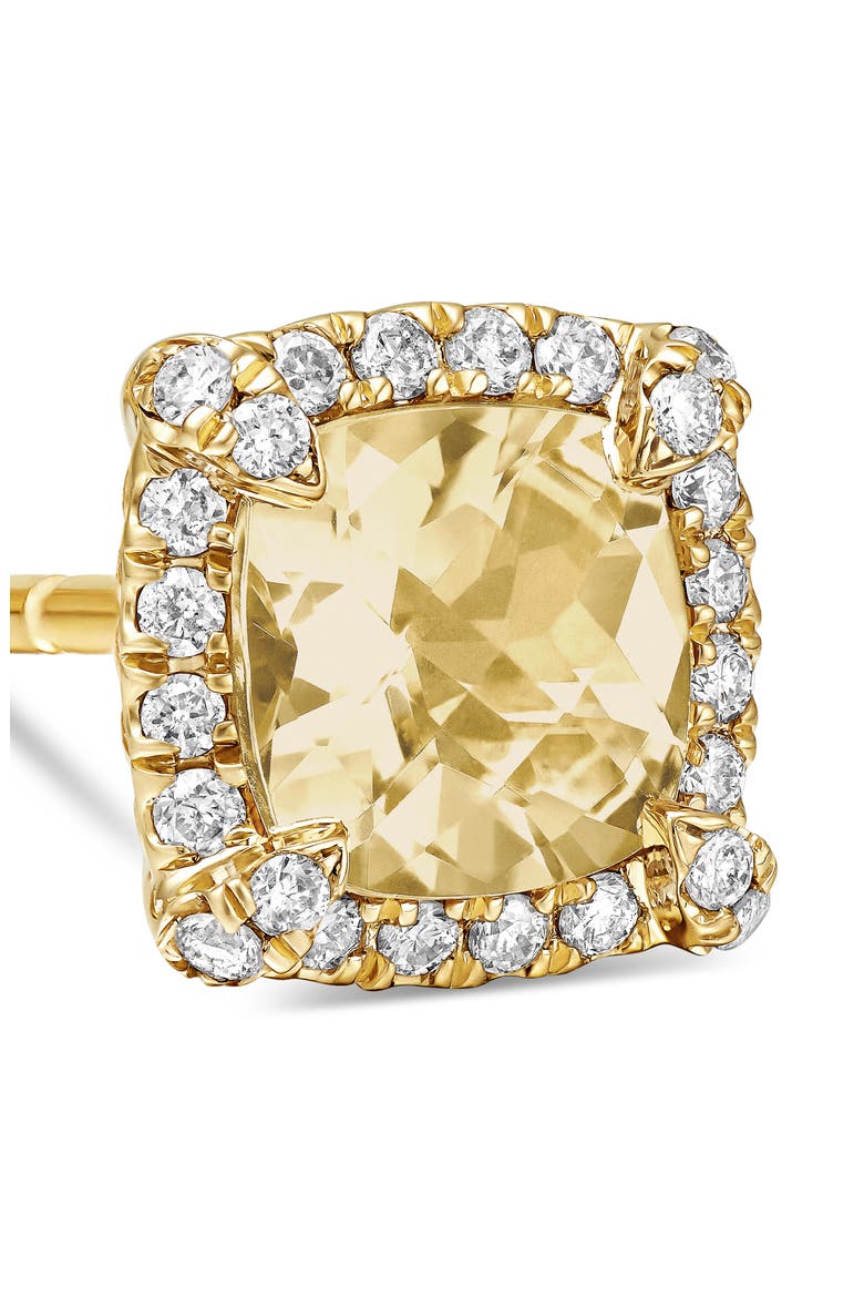 Petite Chatelaine® Pavé Bezel Stud Earrings in 18k Gold, Alternate, color, CHAMPAGNE CITRINE